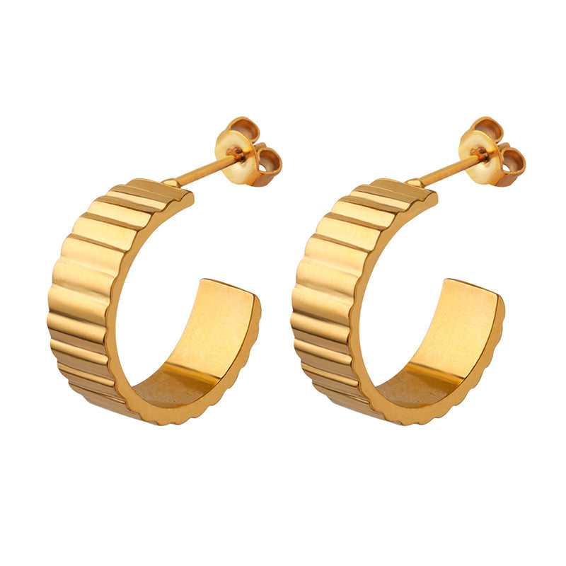 Thea Ribbed Hoops 18k Gold Plated Earrings