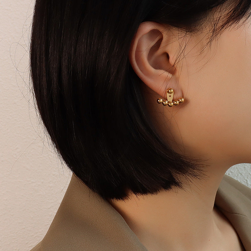Lya Earrings Round gold beads fan-shaped