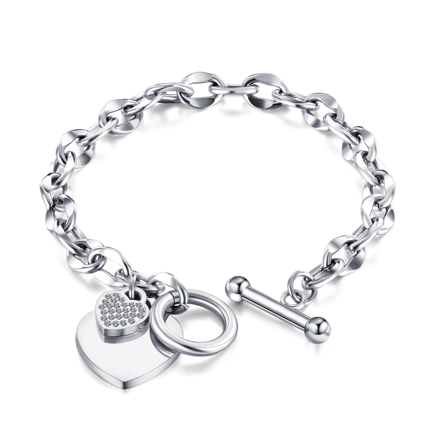 Alix Heart with Zircon Chunky Chain Charm Bracelet